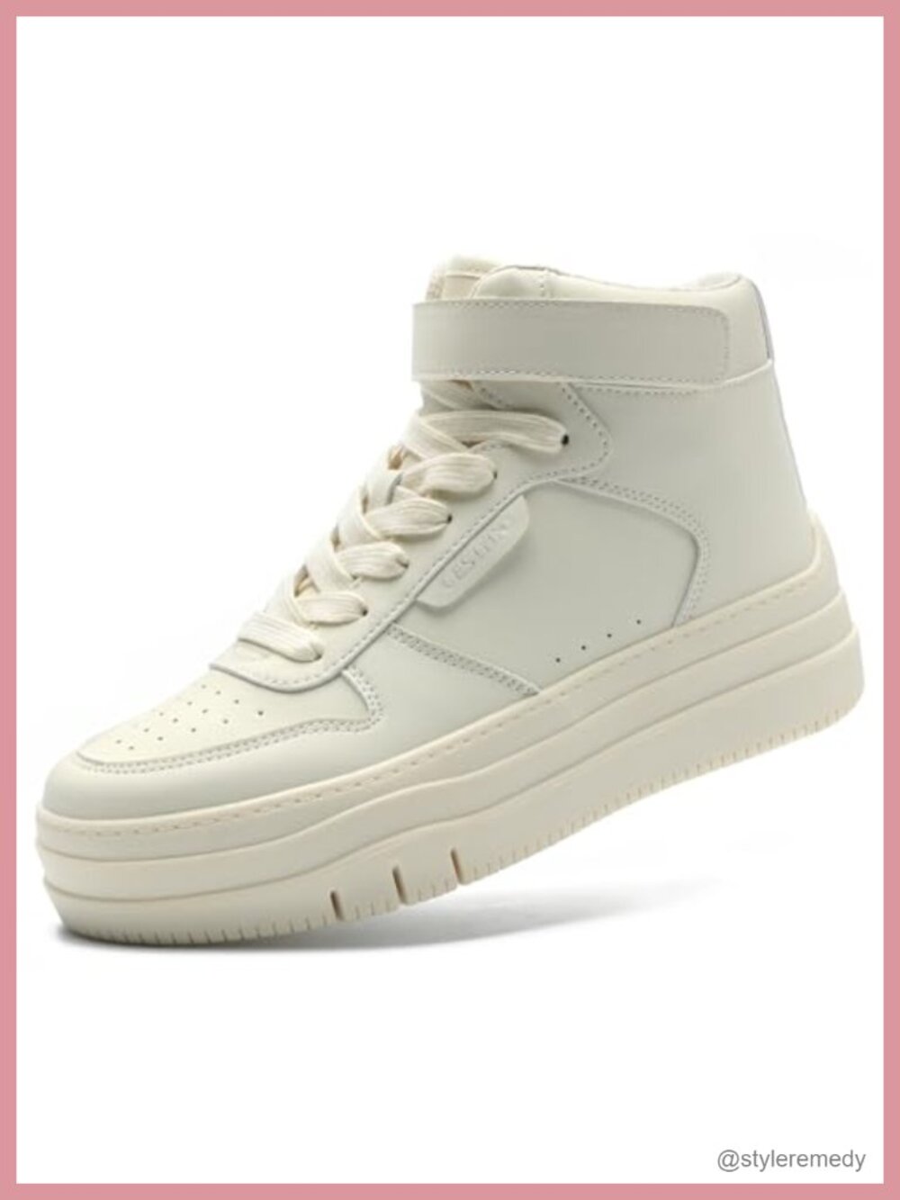 High Top Platform Sneakers Faux Leather Memory Foam Lace-Up